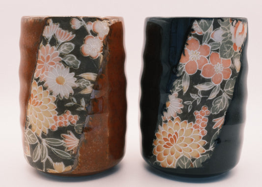Kaga Yuzen Ceremonial Tea Cups (2 cups)