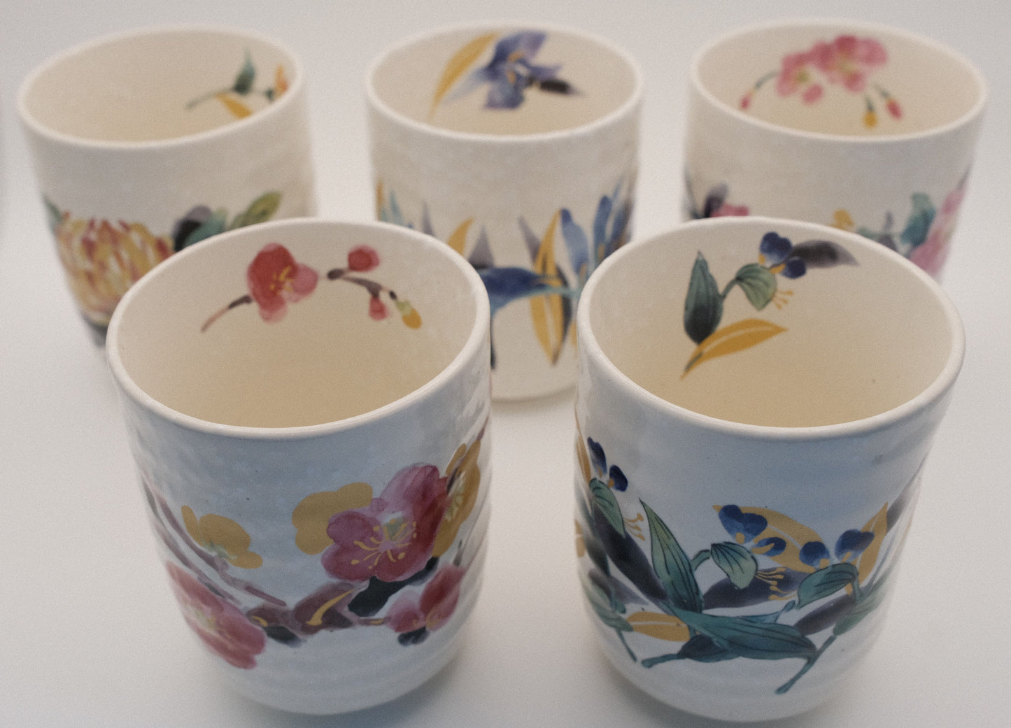 Manyo Floral ceremonial teacup set (5 cups)