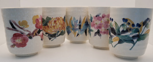 Manyo Floral ceremonial teacup set (5 cups)