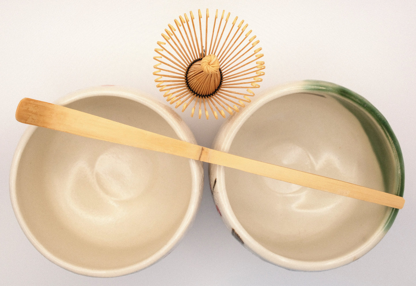 Mini Matcha set - Plum and Sakura motif (2 bowls, whisk, scoop)