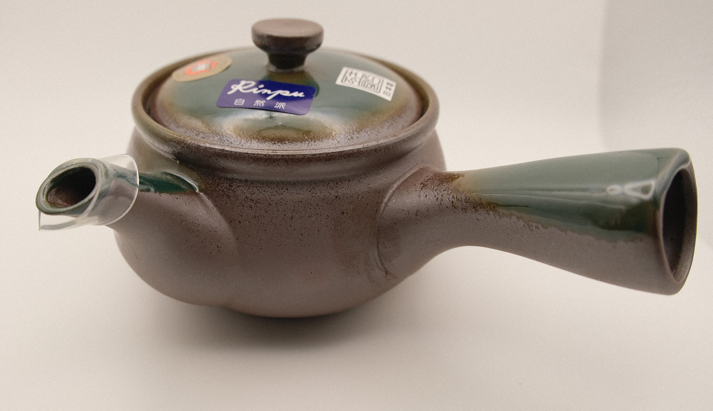 Banko ware round teapot Oribe (earthen motif)