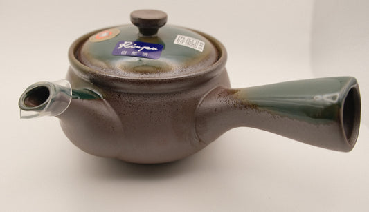 Banko ware round teapot Oribe (earthen motif)
